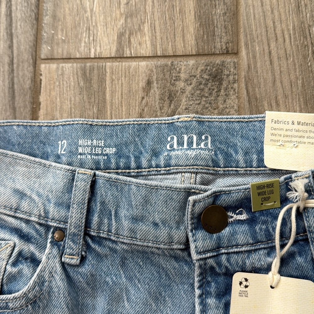 a.n.a Blue and Cream Flare Wide Leg Jeans - Picture 4 of 9
